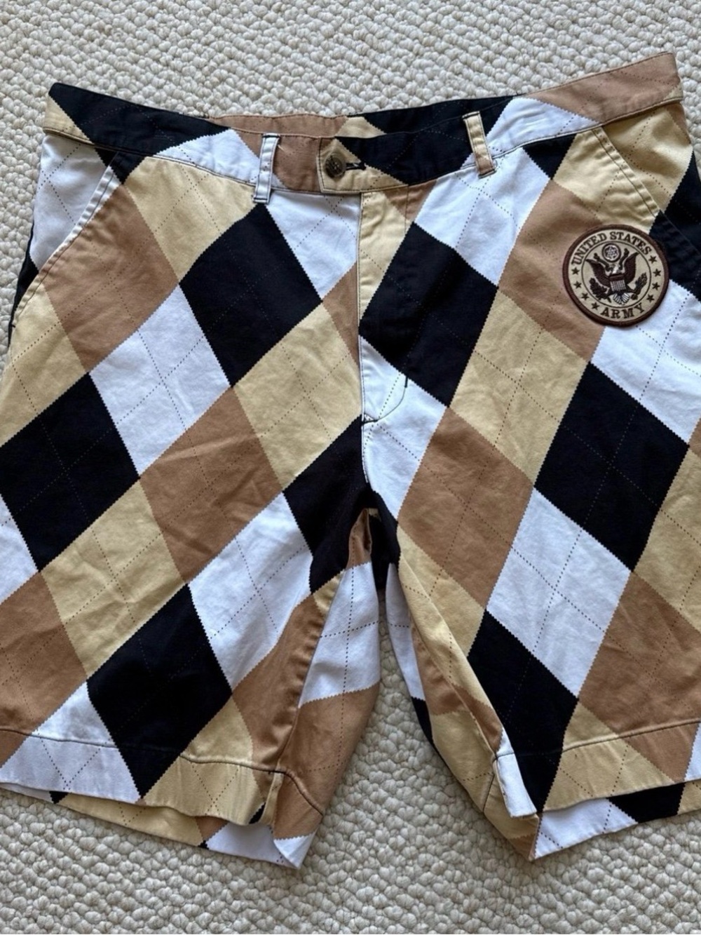 LoudMouth Golf Shorts Men's 38 Sporty Outdoors Argyle Plaid Blue Black and Brown